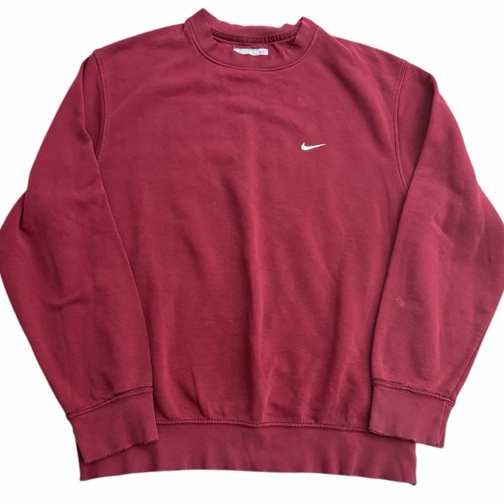 Nike Crewneck Sweatshirt Mens Medium Maroon Embroidered‎ Swoosh Vintage Pullover